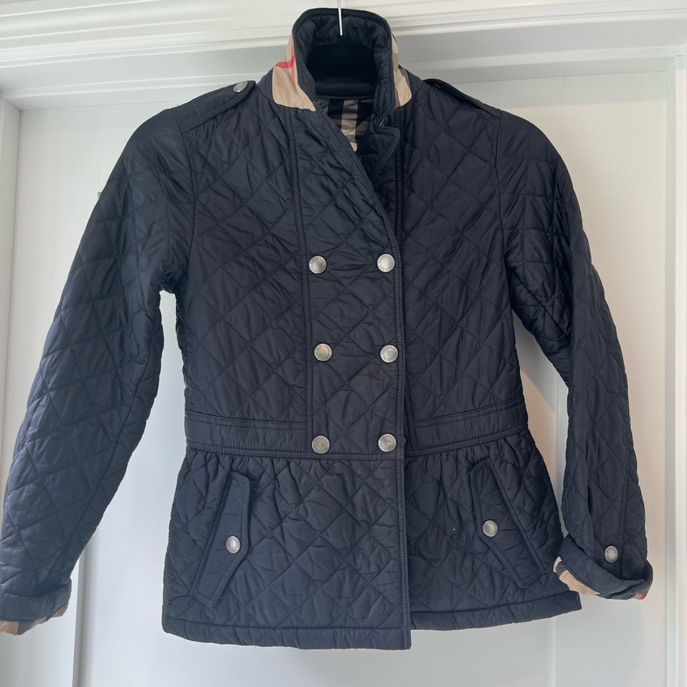 Burberry navy quilt girl’s jacket size 10